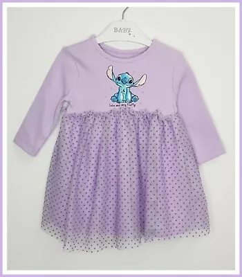 Disney Baby Girls Lilo & Stitch Character Tutu Netted Lilac Dress 0-3m NEW • £12.99