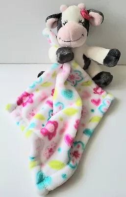 Little Miracles Cow Plush Lovey Flowers Hearts Print Security Baby Blanket • $12.95