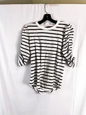 Veronica Beard Waldorf Womens White/Black/Brown Striped Shirt #S $178 • $41.99