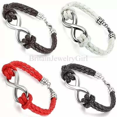 Fashion Men Women Love Infinity Charm Leather Bracelet Braided Cuff Bangle  8.1  • $10.89