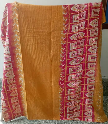 Indian Handmade Kantha Quilt Vintage Bedspread Throw Cotton Blanket Gudari Twin • $31.27
