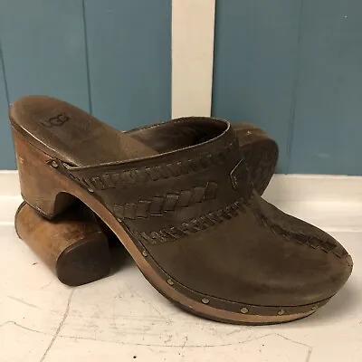 UGG Women's Size 9 Slip On Clogs Tan Brown Clogs With Wooden Heels • $49.99