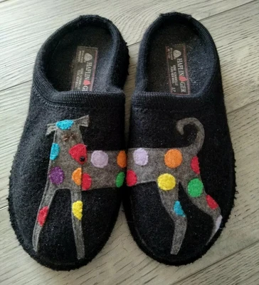 £43.24 • Buy HAFLINGER Slippers Wool Spotted Dog Shoes Size 37 U.S.6