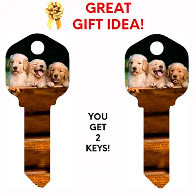 $4.88 • Buy 2X PUPPIES-DOGS Uncut NEW House Key Blank-HOME HOUSE KEYS KWIKSET KW-1