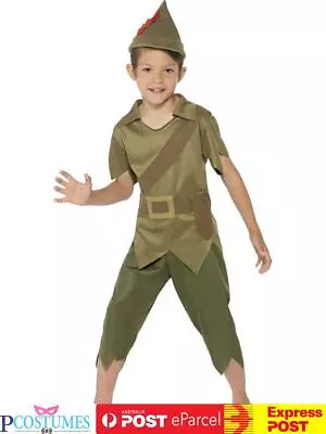 Robin Hood Child Boys Medieval Book Week Peter Pan Fancy Dress Kid Costume • $46.45
