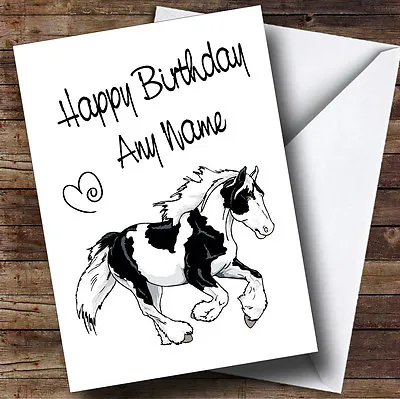 Piebald Gypsy Vanner Cob Horse Personalised Birthday Card • £3.99