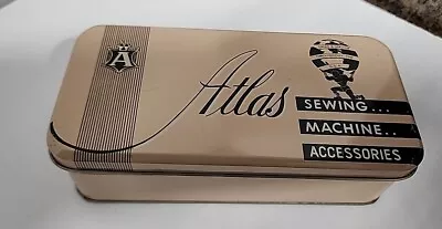 Vtg  Atlas Sewing Machine Tin Accessories Box Accessories Lite Pink 6.5x3 • $20