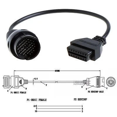 For Mercedes Diagnostic Scanner 38Pin OBD1 To 16Pin OBD2 Converter Adapter Cable • $21.69