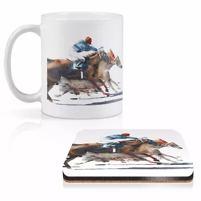 Mug & Square Coaster Set - Horse Racing Jockey Race   #21697 • £9.99