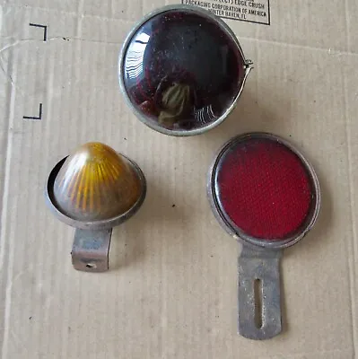 Antique Glass License Plate TOPPER  Reflectors Vintage  Hot Rod Truck Motorcycle • $49