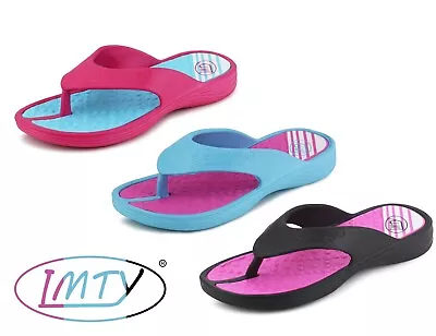 Womens Ladies EVA Flip Flops Lightweight Toe Post Beach Pool Sliders Sandals • £9.90