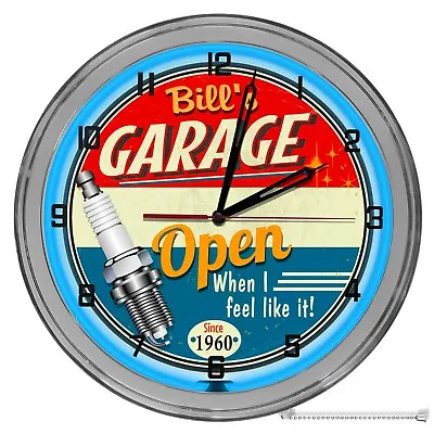 Vintage Dad's Garage 16 In Neon Personalized Wall Clock • $134.95