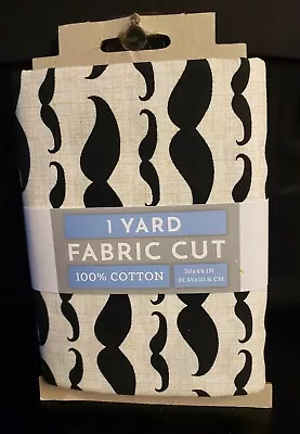 Mustache Print Cotton Fabric One Yard NWT • $11.90