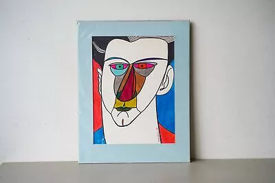 Vintage Drawing Abstract Contemporary Modern Portrait Of A Face By E.J. Hartmann • $95