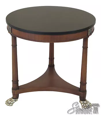 L46191EC: DREXEL Round Neoclassical Side Table W. Brass Feet • $595