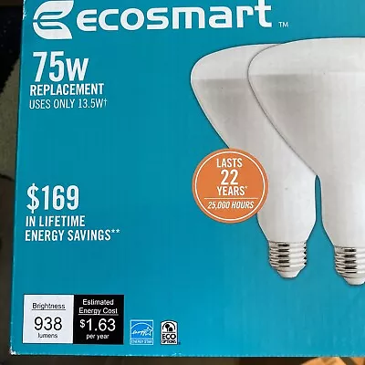 EcoSmart 75 Watt Lasts 22 Years  25000 Hours 3pack BR40 • $15