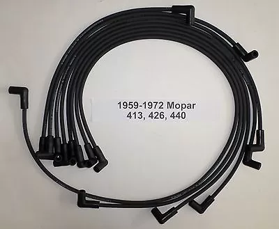 Big Block MOPAR 383 400 413 426 440 1959-1972 BLACK HEI 8mm Spark Plug Wires USA • $55.87