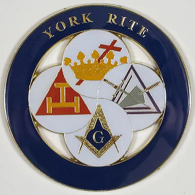 Auto Emblem York Rite Metal Enamel (SCA-1046) Freemason Mason Masonic • $9.99