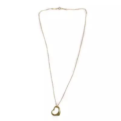 Tiffany & Co. Elsa Peretti Open Heart Gold K18 Pendant Necklace 16inch USED JP • $429