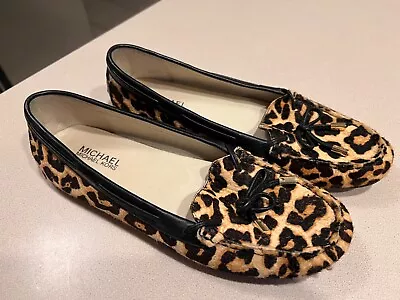 Michael Kors Womens  Cheetah Print Slip On Haircalf Loafers Size 8.5 M • $19.95