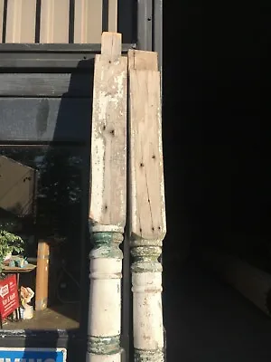 $195 • Buy C1890 Pair Antique Turned Victorian Porch Post Columns 89.5/94” X 4.75” Square