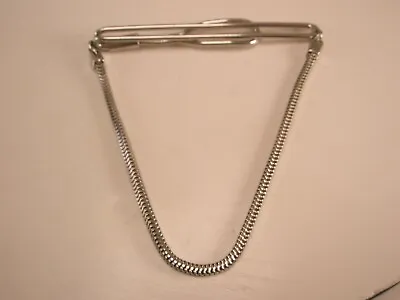 2-9/16  Square Snake Chain Silver Tone Vintage SWANK Pendant Large Tie Bar Clip • $27.49