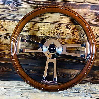 Steering Wheel Real Wood Truck Volvo Scania 18  460mm 5 Holes PCD Horn Button • $189