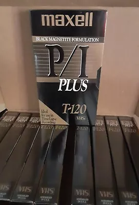 Box Of 10 Maxwell P/I Plus Blank Tapes VHS T-120VCR Video Cassette Sealed 8 Hr. • $26