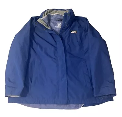 LL Bean Sweater Fleece 3-in-1 Jacket Blue Women’s XL Reg Hood 501839 • $55.98