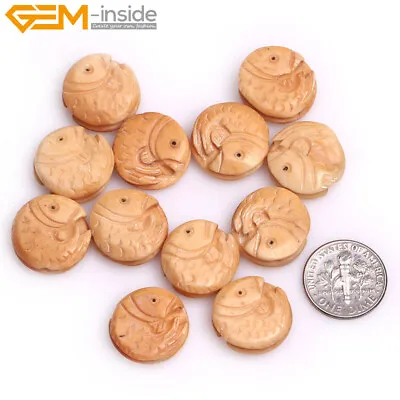 17mm Handcarved Animal Bond* Cabochon Coin Beads For Jewelry Making 12pcs  • $9.77