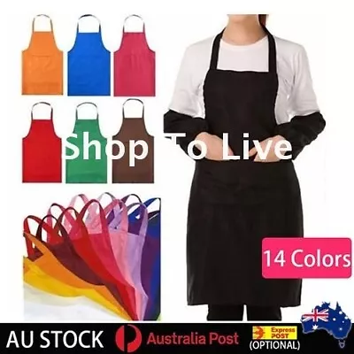 Plain Kitchen Apron Pocket With Waiter Craft Chef Washable Cooking Butcher Cafe • $5.79