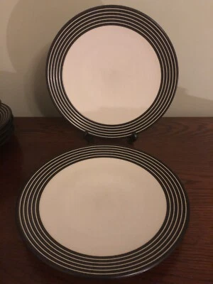 Denby Intro Black Stripes - Dinner Plates X2. • £14.95