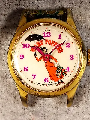 RARE BRADLEY Disney Mary Poppins Watch Swiss Made Wind-Up Orange Littering/Dress • $149.88