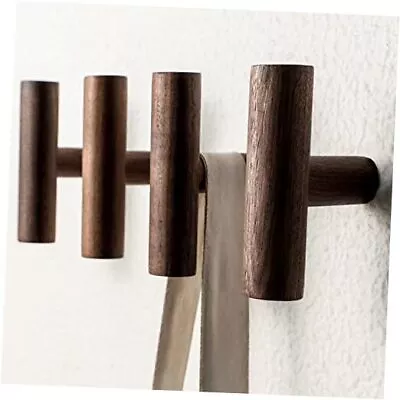 Wooden 4Pack Coat Hook Wall Mounted Natural Single Coat Wood Coat Pegs Walnut • $28.60