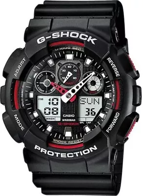 Casio GA-100-1A4ER G-Shock Alarm Chronograph Watch Velocity Indicator Mens Gift • £42.99