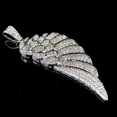 1.50CT Moissanite 925 Silver 2 Inch Angel Wings Pendant In White Gold Finish • $199.79