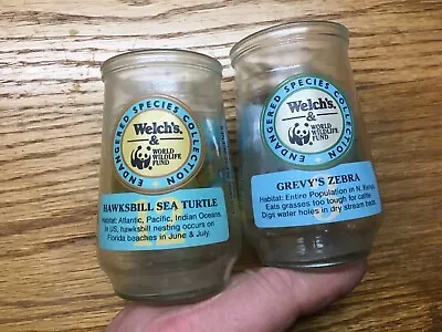 Welch's Jelly Cup Glasses Jar Endangered Species Collection Zebra Turtle 2 Pcs • $5