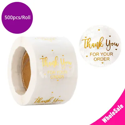 $8.99 • Buy 500 1.5in Thank You For Your Order Clear Stickers PE Round Shaped