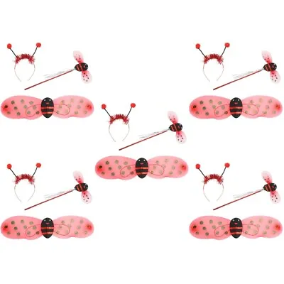  5 Sets Red Iron Wire Ladybug Wings Child Bopper Band Kids Gifts • £22.65