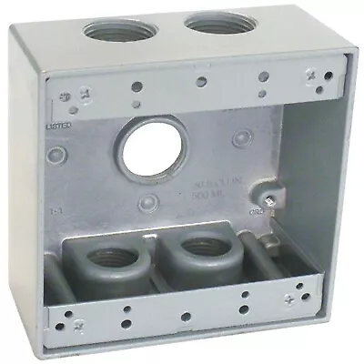 2 Gang Outlet Box Gray Weatherproof Five 0.75-In. Holes • $22.47