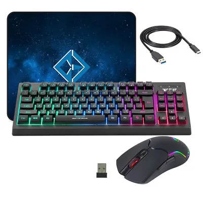 TLK Wireless Gaming Keyboard And Mouse Set RGB LED UK For PC MAC Laptop PS4 Xbox • £29.99