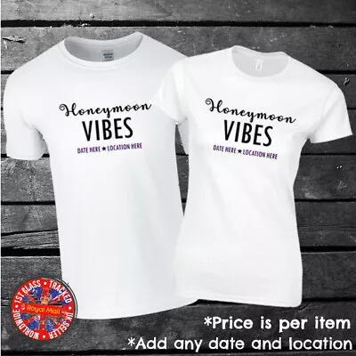 Honeymoon Vibes Personalised T-shirt Matching Couples Set Wedding Gift • £9.99