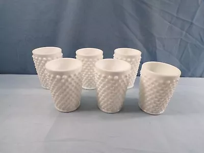 Set Of 6 Fenton #3945 White Milk Glass Hobnail 5 Ounce Juice Glasses Tumblers • $39.99