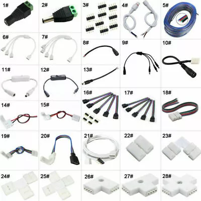 Solderless Connector Adapter PCB Clip Cable F 5630 5050 2835 RGB LED Strip Light • $10.60