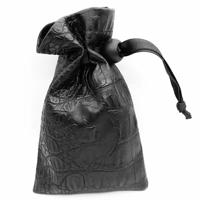 DND Dragon Dice Bag Faux Leather Drawstring D20 Die Storage Pouch Black • £5.99