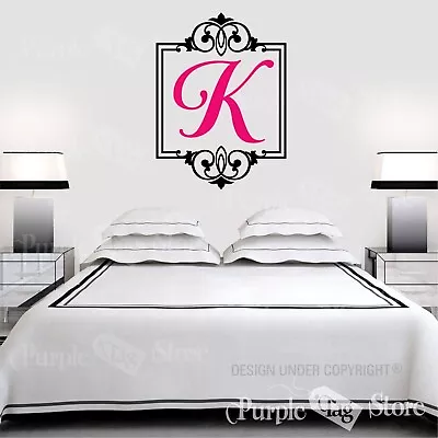 Monogram Initial Personalized Custom Frame Scroll Vinyl Wall Decal Sticker Decor • $23.99