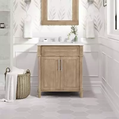 Home Decorators Bath Vanity 30  Concealed Hinges Predrilled Wood Antique Oak • $829.60