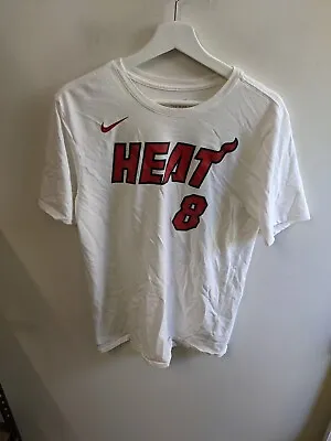 Miami Heat Shirt Mens Medium White Nike NBA #8 Johnson Basketball Tee Light • £12.41