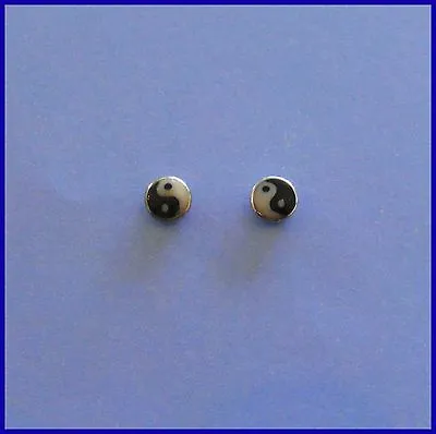 Pair Of Sterling Silver  925  Ying Yang ( 3 Mm )   Ear Studs  !!       New  !! • £4.99