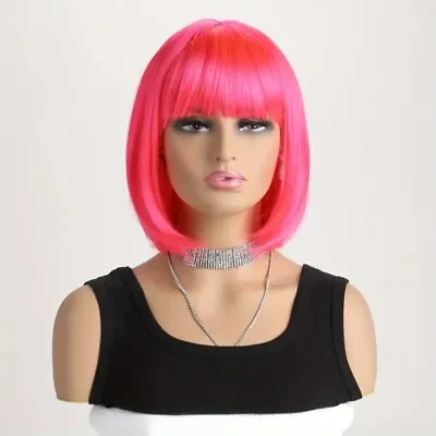 Women’s Sexy Short Bob Cut Fancy Dress Wigs Play Costume Ladies Wig Party Pink • £2.85